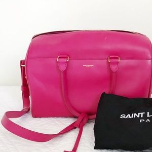 SAINT LAURENT Calfskin Classic Duffle 6 Hot pink